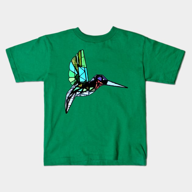 Stained Glass Hummingbird Kids T-Shirt by Zodiart